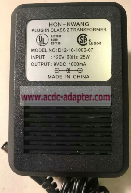 Genuine HON-KWANG D12-10-1000-07 9VDC 1000MA AC Adapter Power Supply